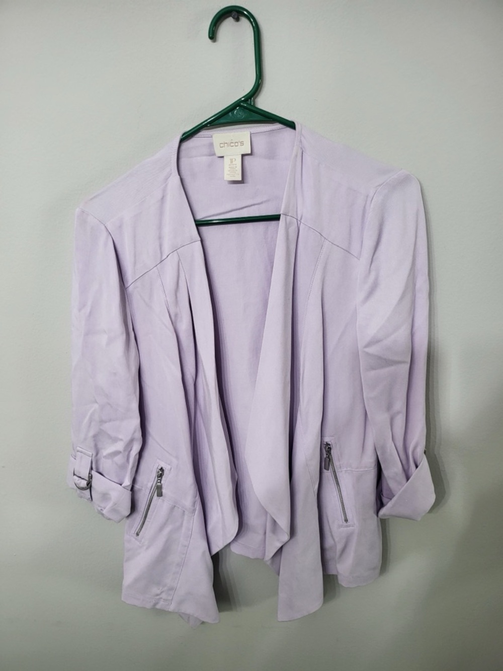 Women’s Chico’s Lavender Open Front Lightweight Jacket Petite Small